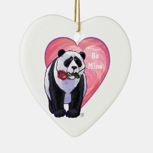 Panda Bear Valentine's Day Keramikornament (Rechts)