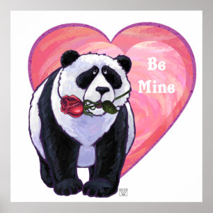 Panda Bear Valentine's Day Poster