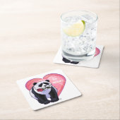 Panda Bear Valentine's Day Rechteckiger Pappuntersetzer (Vor Ort)