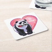 Panda Bear Valentine's Day Rechteckiger Pappuntersetzer (angewinkelt)