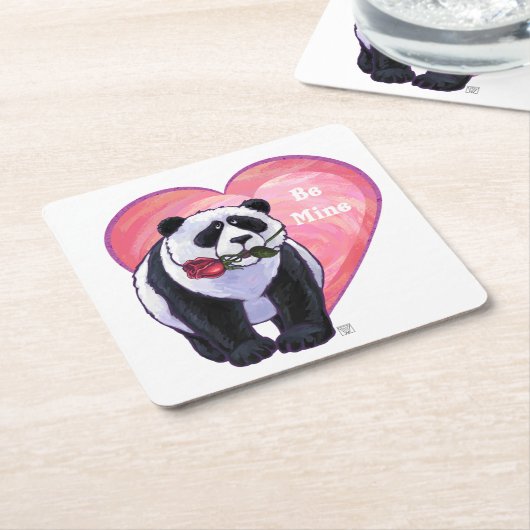 Panda Bear Valentine's Day Rechteckiger Pappuntersetzer (angewinkelt)