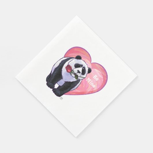 Panda Bear Valentine's Day Serviette (Ecke)