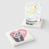 Panda Bear Valentine's Day Steinuntersetzer (Seitenansicht)