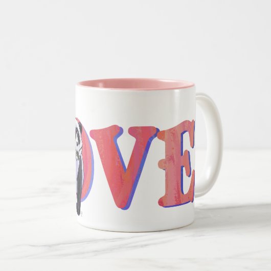 Panda Bear Valentine's Day Zweifarbige Tasse (VorderseiteRechts)