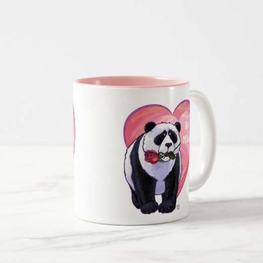 Panda Bear Valentine's Day Zweifarbige Tasse (VorderseiteRechts)