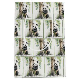 Panda Bear Watercolor-Muster Mittlere Geschenktüte