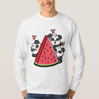 Panda Bear Watermelon Lover Sommer Frucht Slice T-Shirt