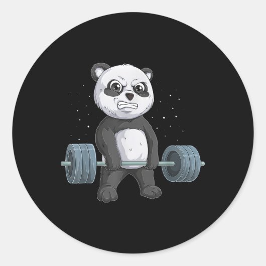 Panda Bear Weightlift Fitness Gym Runder Aufkleber (Vorderseite)