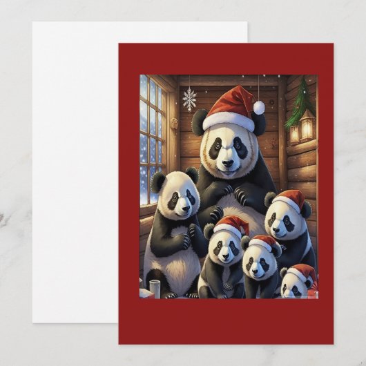 Panda Bear Weihnachtskarte Feiertagskarte (Vorne/Hinten)