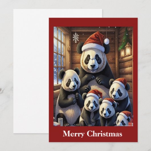 Panda Bear Weihnachtskarte Feiertagskarte (Vorne/Hinten)