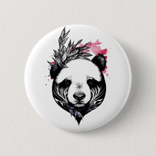 Panda Bear Wild Animal Nature Illustration Art Button