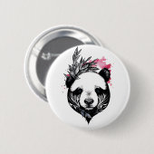 Panda Bear Wild Animal Nature Illustration Art Button (Vorne & Hinten)