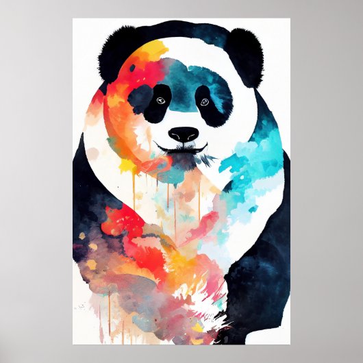 Panda Bear Wild Nature Animal Color Malerei Poster (Vorne)