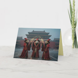 Panda Bear Witch Halloween Card Feiertagskarte