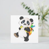 Panda Bear with backpack Einladung (Stehend Vorderseite)