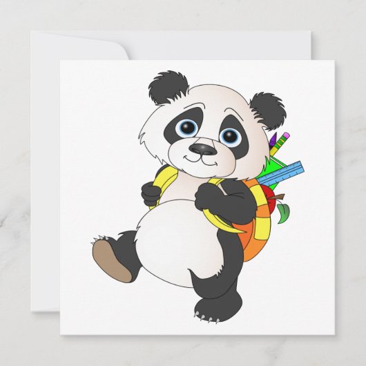 Panda Bear with backpack Einladung (Vorderseite)
