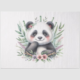 Panda Bear with Bamboo Floral Watercolor Seidenpapier