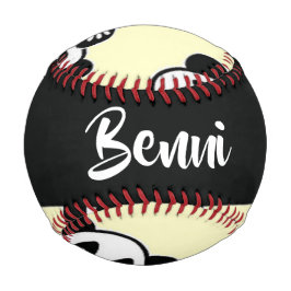 Panda bear with green bamboo leaves baseball