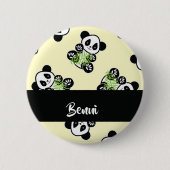 Panda bear with green bamboo leaves button (Vorderseite)