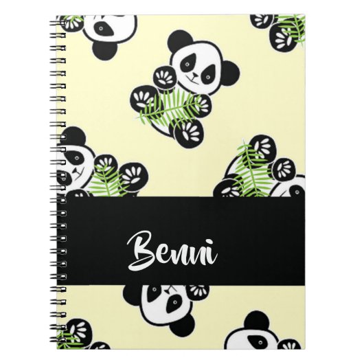 Panda bear with green bamboo leaves notizblock (Vorderseite)