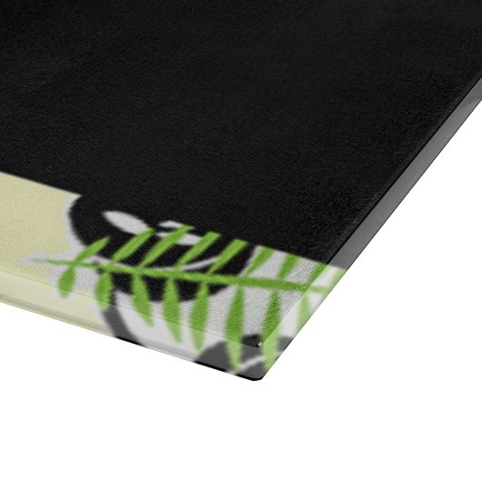 Panda bear with green bamboo leaves schneidebrett (Ecke)