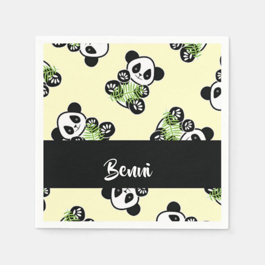 Panda bear with green bamboo leaves serviette (Vorderseite)