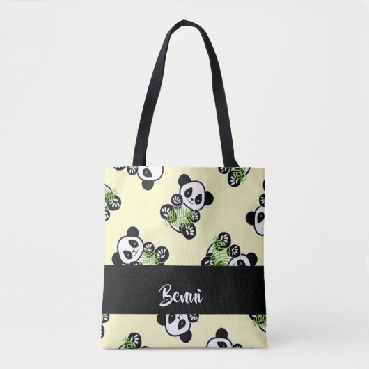 Panda bear with green bamboo leaves tasche (Vorderseite)