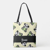 Panda bear with green bamboo leaves tasche (Rückseite)