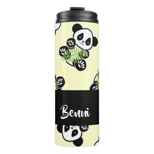 Panda bear with green bamboo leaves thermosbecher (Vorderseite)