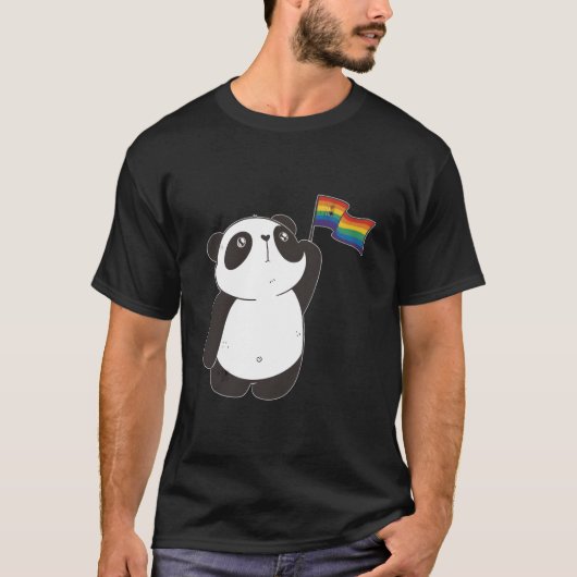 Panda Bear With Rainbow Flag For And Children T-Shirt (Vorderseite)