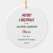 Panda Bear Wreath Grandson Weihnachten Keramik Ornament (Hinten)