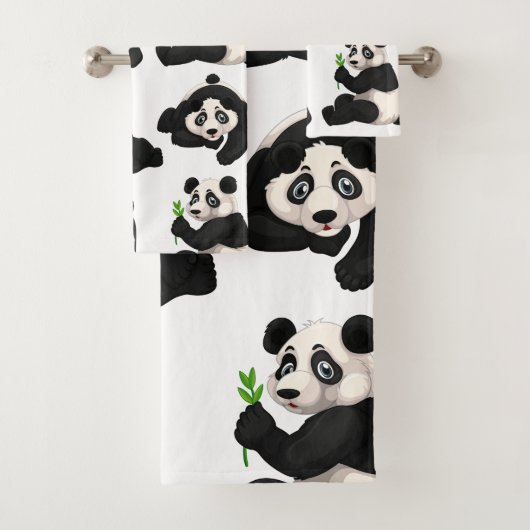 Panda Bears Badezimmer Handtuchhandtuch Set (Insitu)