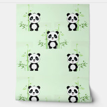 Panda Bears & Bamboo Design Wallpaper