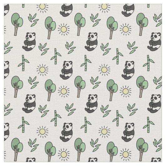 Panda Bears & Bamboo Muster Stoff (Nahaufnahme)