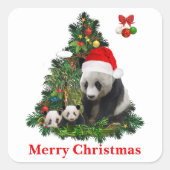 Panda bears Christmas Quadratischer Aufkleber (Vorderseite)