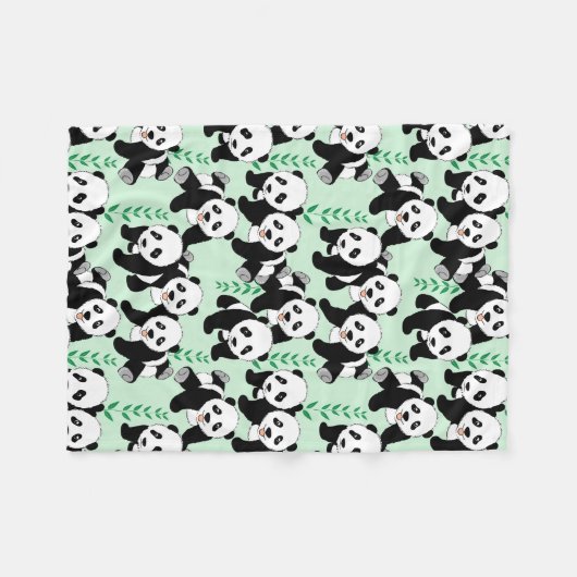 Panda Bears Grafisches Muster Fleecedecke (Vorderseite (Horizontal))