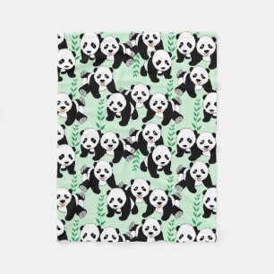 Panda Bears Grafisches Muster Fleecedecke