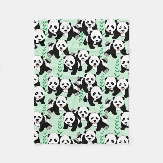 Panda Bears Grafisches Muster Fleecedecke (Vorderseite)