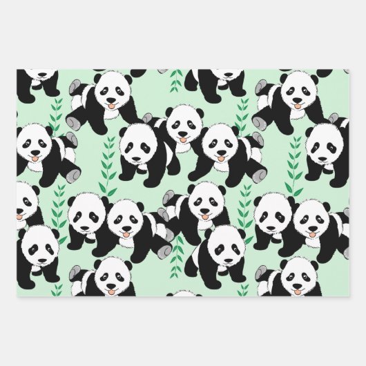 Panda Bears Graphic Geschenkpapier Set (Vorderseite)