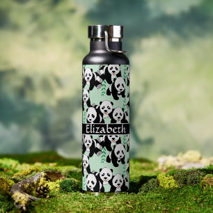 Panda Bears Graphic Pattern Personalisiert Trinkflasche