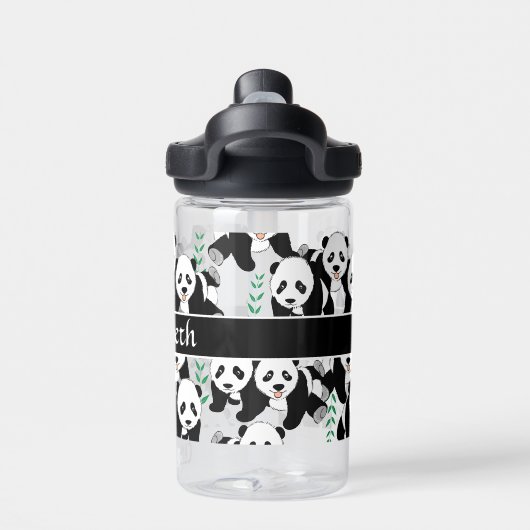 Panda Bears Graphic Pattern to Personalisiert Trinkflasche (Rückseite)