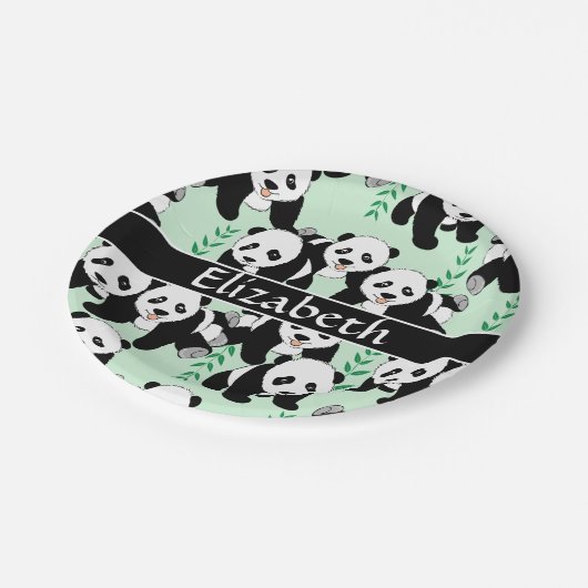 Panda Bears Graphic zum Personalisieren Pappteller (Schrägansicht)