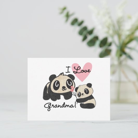 Panda Bears I Liebe Oma Postkarte (Stehend Vorderseite)