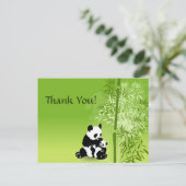 Panda Bears, Mama und Baby mit Bamboo Vielen Dank Postkarte (Stehend Vorderseite)