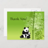 Panda Bears, Mama und Baby mit Bamboo Vielen Dank Postkarte (Vorne/Hinten)