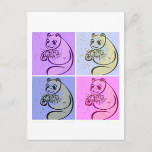Panda Bears Pop Art Postkarte