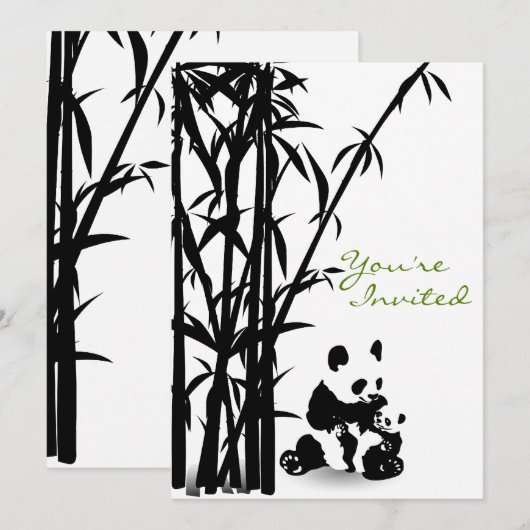 Panda Bears und Bamboo Babydusche Einladung (Vorne/Hinten)
