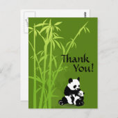 Panda Bears und Bamboo Danke, Postcard Postkarte (Vorne/Hinten)