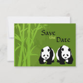 Panda Bears und Bamboo Wedding retten das Datum Einladung (Vorderseite)