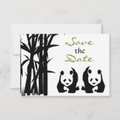 Panda Bears und Bamboo Wedding retten das Datum Save The Date (Vorderseite)